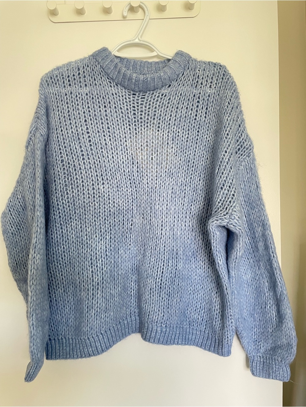 Frank & Oak Light Blue Chunky Crewneck Sweater